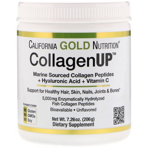 California Gold Nutrition, CollagenUP, Marine Collagen + Hyaluronic Acid + Vitamin C, Unflavored, 7.26 oz (206 g) فوائد