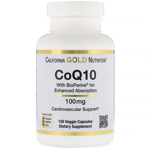 California Gold Nutrition, CoQ10 USP with Bioperine, 100 mg, 150 Veggie Capsules فوائد