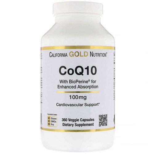 California Gold Nutrition, CoQ10 USP with Bioperine, 100 mg, 360 Veggie Capsules فوائد
