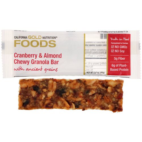 California Gold Nutrition, Cranberry & Almond Chewy Granola Bars, 1.4 oz (40 g) فوائد