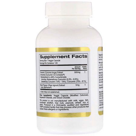 California Gold Nutrition, Curcumin C3 Complex with BioPerine, 500 mg, 120 Veggie Capsules:الكركمين, الكركم