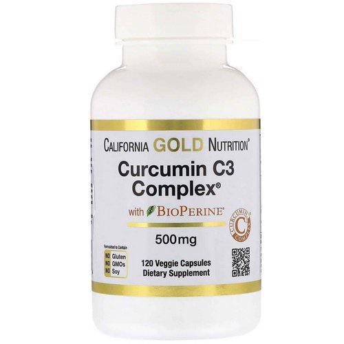 California Gold Nutrition, Curcumin C3 Complex with BioPerine, 500 mg, 120 Veggie Capsules فوائد