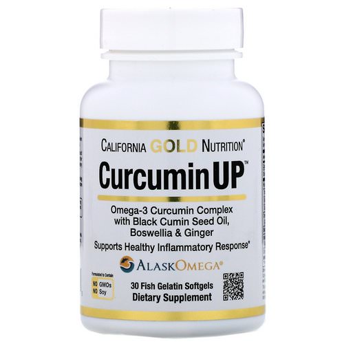 California Gold Nutrition, CurcuminUP, Omega-3 Curcumin Complex, Inflammation Support, 30 Fish Gelatin Softgels فوائد