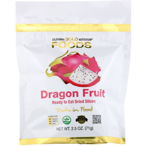 California Gold Nutrition, Dragon Fruit, Ready to Eat Dried Slices, 2.5 oz (71 g) فوائد