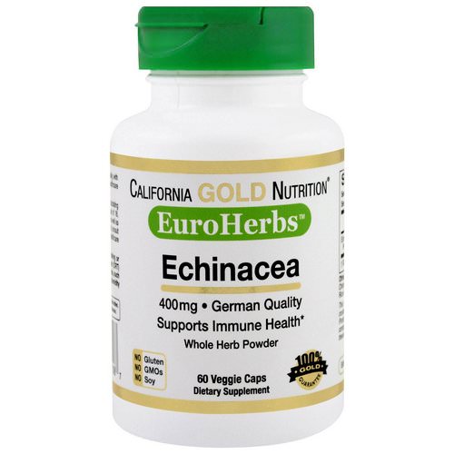 California Gold Nutrition, Echinacea, EuroHerbs, Whole Powder, 400 mg, 60 Veggie Caps فوائد