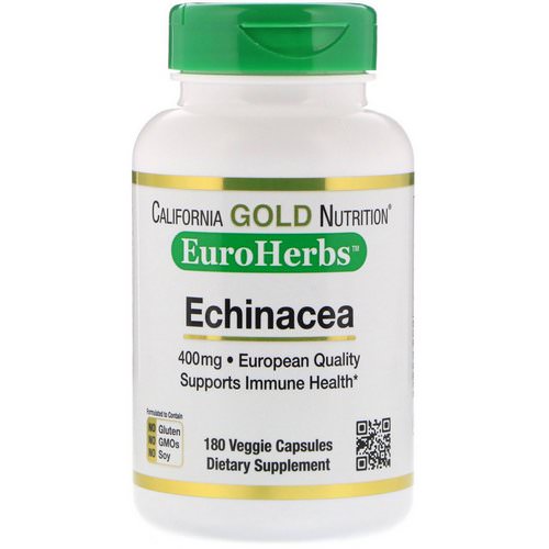California Gold Nutrition, Echinacea, EuroHerbs, Whole Powder, 400 mg, 180 Veggie Capsules فوائد