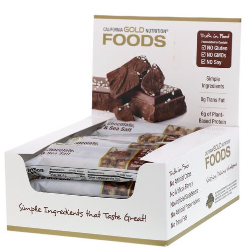 California Gold Nutrition, Foods, Dark Chocolate Nuts & Sea Salt Bars, 12 Bars, 1.4 oz (40 g) Each فوائد