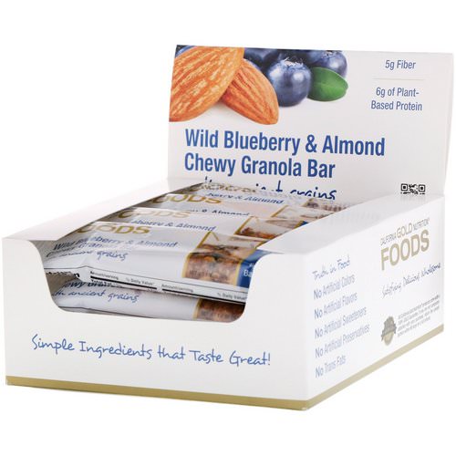 California Gold Nutrition, Foods, Wild Blueberry & Almond Chewy Granola Bars, 12 Bars, 1.4 oz (40 g) Each فوائد