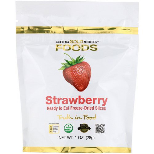 California Gold Nutrition, Freeze-Dried Strawberry, Ready to Eat Whole Freeze-Dried Slices, 1 oz (28 g) فوائد