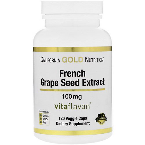 California Gold Nutrition, French Grape Seed Extract, VitaFlavan, Antioxidant Polyphenol, 100 mg, 120 Veggie Caps فوائد