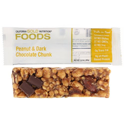 California Gold Nutrition, Gold Bar, Peanut Dark Chocolate Chunk, 1.4 oz (40 g) فوائد