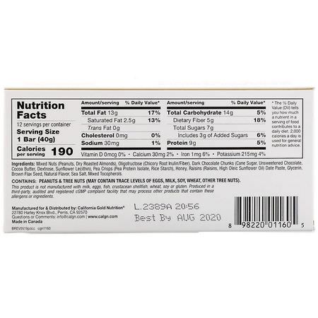 California Gold Nutrition CGN Snack Bars Plant Based Protein Bars - أشرطة البر,تين النباتي