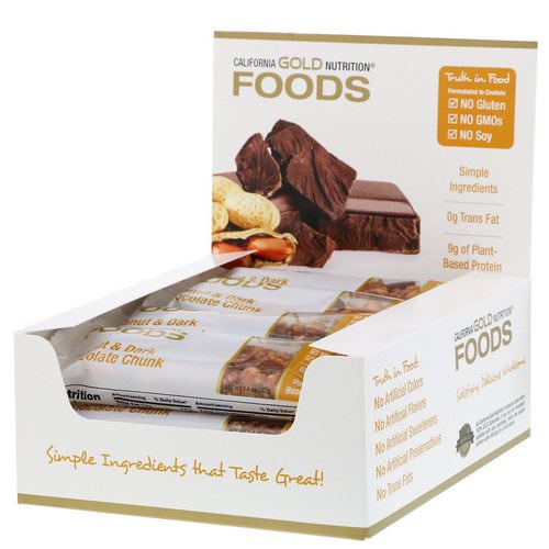 California Gold Nutrition, Foods, Peanut & Dark Chocolate Chunk Bars, 12 Bars, 1.4 oz (40 g) Each فوائد