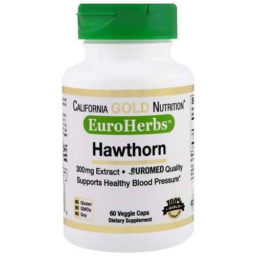 California Gold Nutrition, Hawthorn Extract, EuroHerbs, European Quality, 300 mg, 60 Veggie Caps فوائد