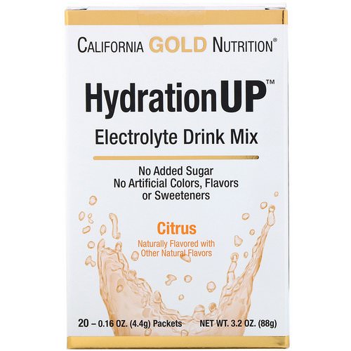 California Gold Nutrition, HydrationUP, Electrolyte Drink Mix, Citrus, 20 Packets, 0.16 oz (4.4 g) Each فوائد