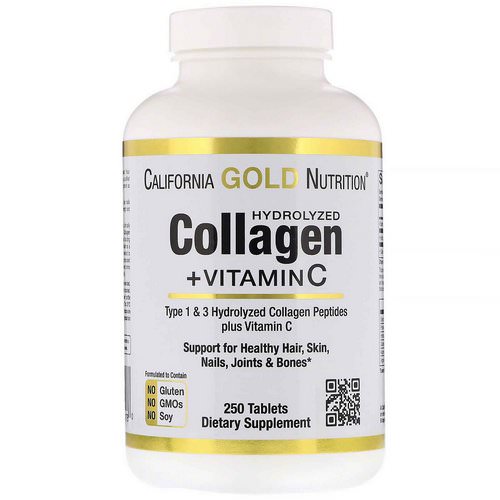 California Gold Nutrition, Hydrolyzed Collagen Peptides + Vitamin C, Type 1 & 3, 6,000 mg, 250 Tablets فوائد
