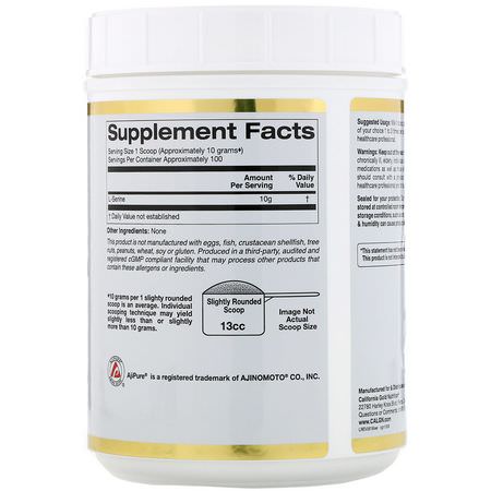 California Gold Nutrition, L-Serine, AjiPure, Unflavored Powder, 2.2 lb (1 kg):L-Serine,الأحماض الأمينية