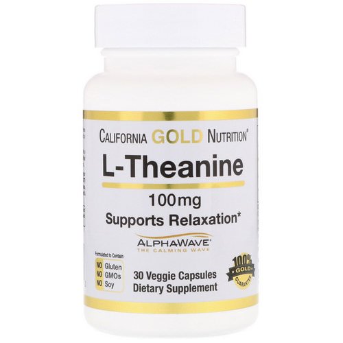 California Gold Nutrition, L-Theanine, AlphaWave, Supports Relaxation, Calm Focus, 100 mg, 30 Veggie Capsules فوائد
