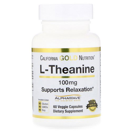 California Gold Nutrition, L-Theanine, AlphaWave, Supports Relaxation, Calm Focus, 100 mg, 60 Veggie Capsules فوائد