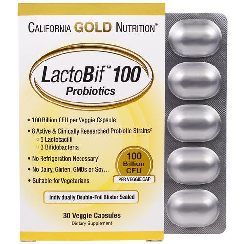California Gold Nutrition, LactoBif Probiotics, 100 Billion CFU, 30 Veggie Capsules فوائد