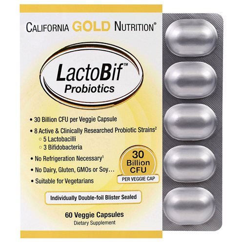 California Gold Nutrition, LactoBif Probiotics, 30 Billion CFU, 60 Veggie Capsules فوائد