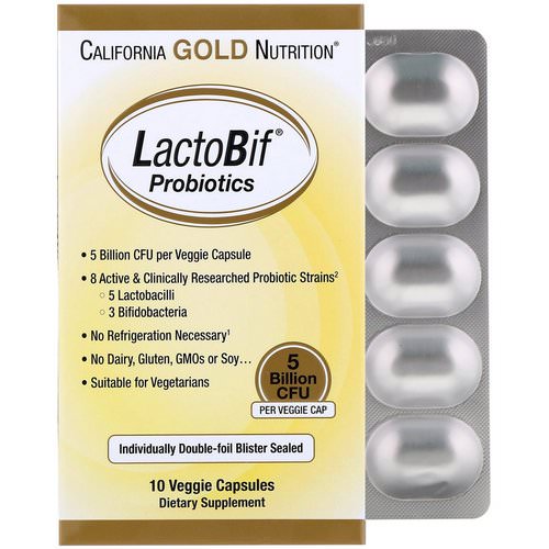 California Gold Nutrition, LactoBif Probiotics, 5 Billion CFU, 10 Veggie Capsules فوائد