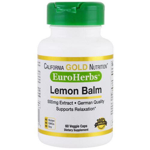 California Gold Nutrition, Lemon Balm Extract, European Quality, 500 mg, 60 Veggie Caps فوائد
