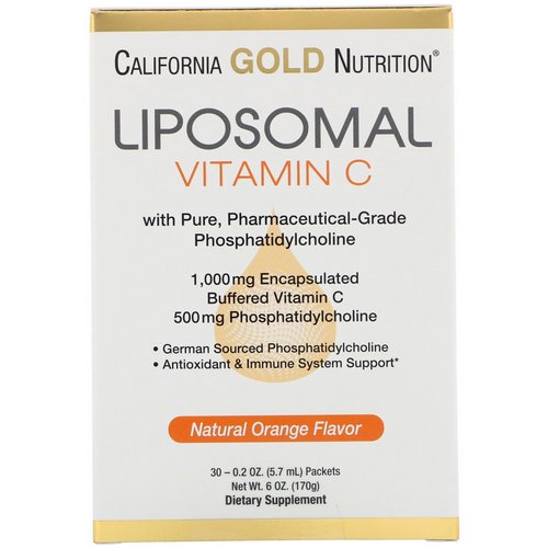 California Gold Nutrition, Liposomal Vitamin C, Natural Orange Flavor, 1000 mg, 30 Packets, 0.2 oz (5.7 ml) Each فوائد