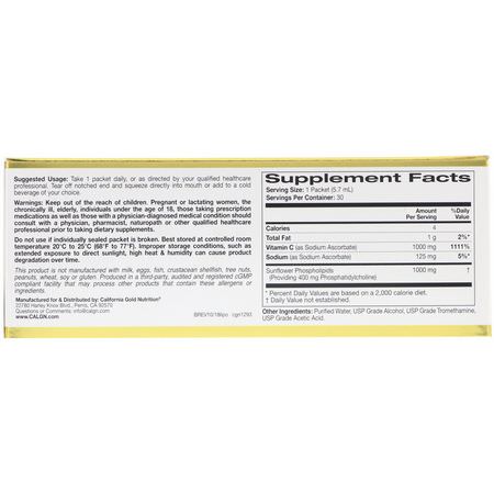 California Gold Nutrition, LiposomeUP, Liposomal Vitamin C, 1000 mg, 30 Packets, 0.2 oz (5.7 ml) Each:الأنفل,نزا ,السعال