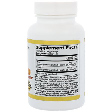 California Gold Nutrition, Lutein with Zeaxanthin, 10 mg, 120 Veggie Softgels:زياكسانثين, ل,تين