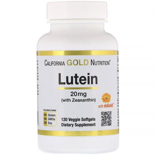 California Gold Nutrition, Lutein with Zeaxanthin, 20 mg, 120 Veggie Softgels فوائد