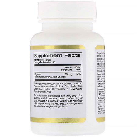 California Gold Nutrition, Magnesium Chelate, 210 mg, 90 Tablets:المغنيسي,م ,المعادن