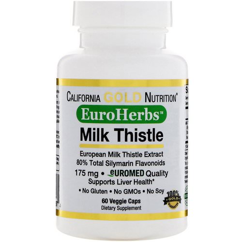 California Gold Nutrition, Milk Thistle Extract, 80% Silymarin, EuroHerbs, Clinical Strength, 60 Veggie Caps فوائد
