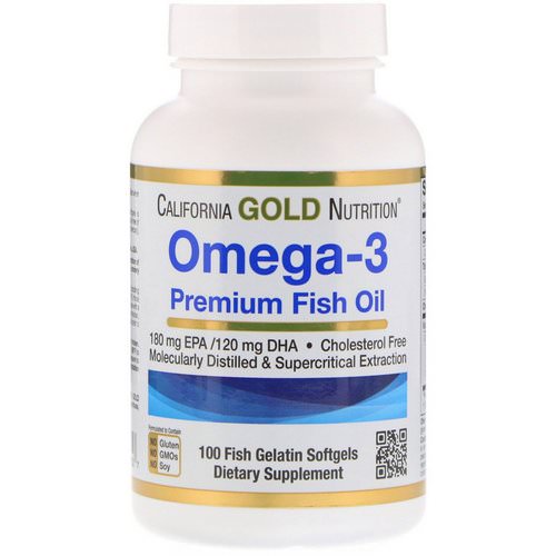 California Gold Nutrition, Omega-3, Premium Fish Oil, 100 Fish Gelatin Softgels فوائد