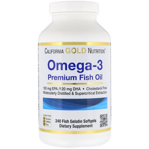 California Gold Nutrition, Omega-3, Premium Fish Oil, 240 Fish Gelatin Softgels فوائد
