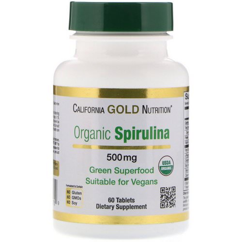 California Gold Nutrition, Organic Spirulina, USDA Certified, 500 mg, 60 Tablets فوائد