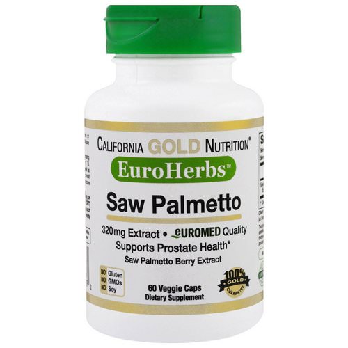 California Gold Nutrition, Saw Palmetto Extract, EuroHerbs, European Quality, 320 mg, 60 Veggie Caps فوائد