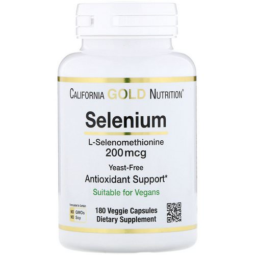 California Gold Nutrition, Selenium, Yeast-Free, 200 mcg, 180 Veggie Capsules فوائد