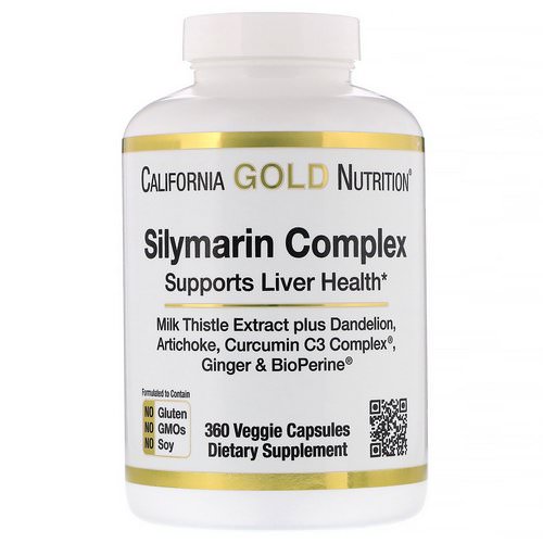 California Gold Nutrition, Silymarin Complex, Liver Health, Milk Thistle, Curcumin, Artichoke, Dandelion, Ginger, Black Pepper, 360 Veggie Capsules فوائد