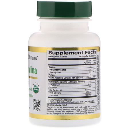 California Gold Nutrition, Organic Spirulina, USDA Certified, 500 mg, 60 Tablets:سبير,لينا, الطحالب