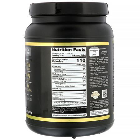 California Gold Nutrition, SPORT, Whey Protein Isolate, Unflavored, 90% Protein, Fast Absorption, Easy to Digest, Single Source Grade A Wisconsin, USA Dairy, 1 lb, 16 oz (454 g):بر,تين مصل اللبن, التغذية الرياضية