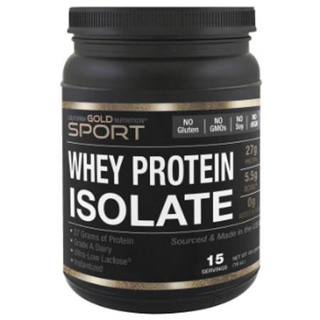 California Gold Nutrition, SPORT, Whey Protein Isolate, Unflavored, 90% Protein, Fast Absorption, Easy to Digest, Single Source Grade A Wisconsin, USA Dairy, 75 Servings, 5 lbs (2270 g)