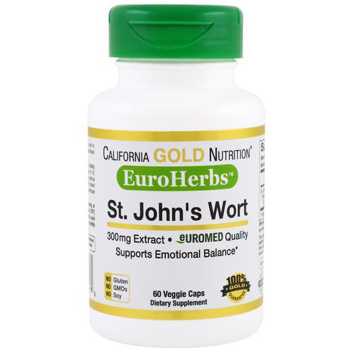 California Gold Nutrition, St. John's Wort Extract, EuroHerbs, European Quality, 300 mg, 60 Veggie Caps فوائد