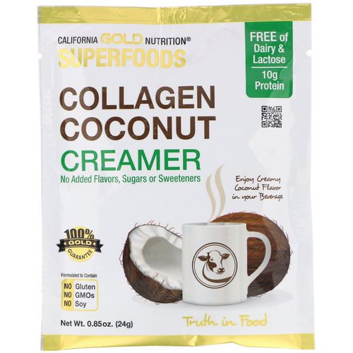 California Gold Nutrition, Superfoods, Collagen Coconut Creamer, Unsweetened, 0.85 oz (24 g) فوائد