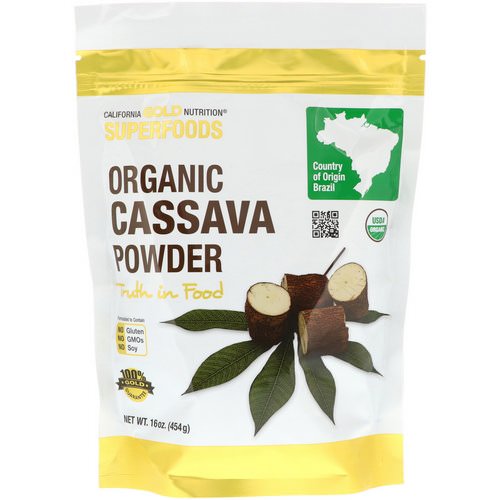 California Gold Nutrition, Superfoods, Organic Cassava Powder, 16 oz (454 g) فوائد