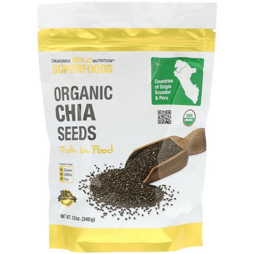 California Gold Nutrition, Superfoods, Organic Chia Seeds, 12 oz (340 g) فوائد