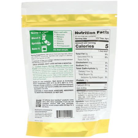 California Gold Nutrition, Superfoods, Organic Moringa Powder, 8.5 oz (240 g):Moringa, سوبرفوودس