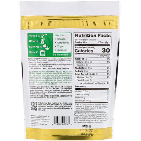 California Gold Nutrition, Superfoods, Organic Sacha Inchi Powder, 8.5 oz (240 g):س,برف,دس, الخضر