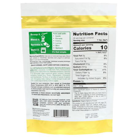 California Gold Nutrition, Superfoods, Organic Spirulina Powder, 8.5 oz (240 g):سبير,لينا, الطحالب