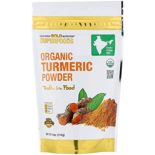 California Gold Nutrition, Superfoods, Organic Turmeric Powder, 4 oz (114 g) فوائد
